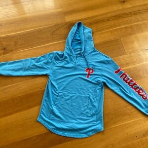 True Fan Phillies Light Blue Button-Up Lightweight Sweatshirt